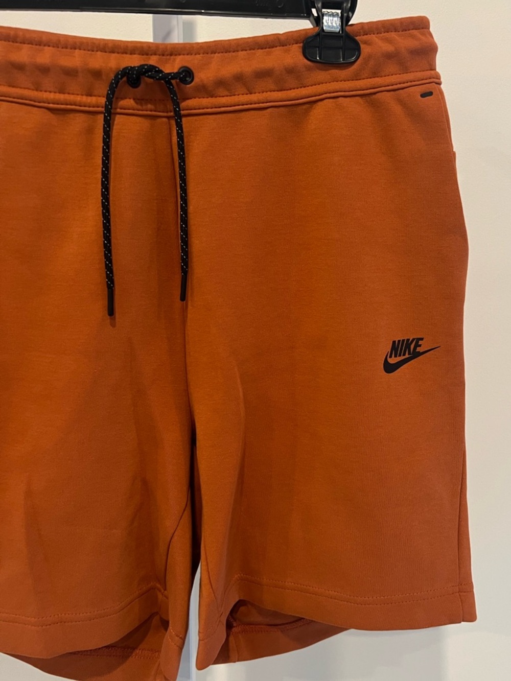 Nike Tech Fleece Orange Burnt Sunrise Drawstring Shorts Mens Sz Medium - Picture 3 of 15